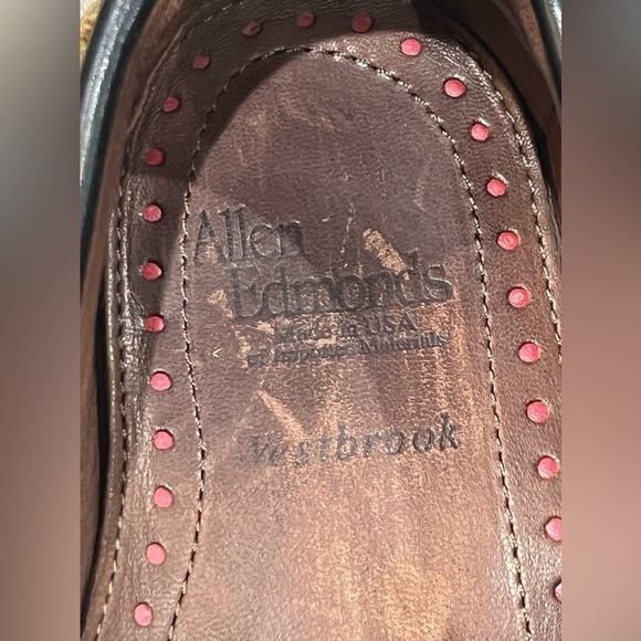 Men’s Allen Edmonds 9.5D 2 Eye Full Leather Westbrook Boat Shoe Dark Blue EUC - Picture 10 of 10